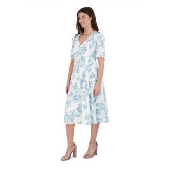 Sandra Darren - Women's V-Neck A-Line Dress - Picture 3 of 3